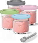 4 Pack Ice Cream Pints and Lids Compatible with Ninja NC300 NC301 NC299AMZ Series Creami Ice Cream Makers,BPA-Free,Dishwasher Safe,Ice Cream Scoop Included