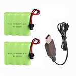 4.8V 1800mAh NiCD Battery Pack Rechargeable AA Battery with SM Plug for RC Car RC Truck 1:18 1:16,1:14 Tanks RC Battery 2 Pack with USB Charger