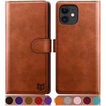 SUANPOT for iPhone 11 6.1" case with [Credit Card Holder][RFID Blocking],PU Leather Flip Book Protective Cover Women Men for apple 11 Phone case Light Brown