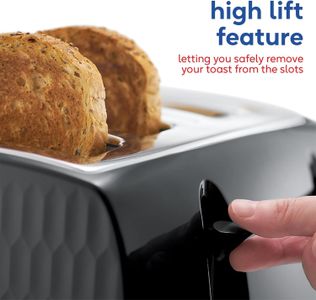 Russell Hobbs Honeycomb 4-Slice Toaster – Black, Wide Slots