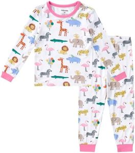 pureborn Toddler Viscose from Bamboo Pajamas Set Girls Pjs Animal 3T