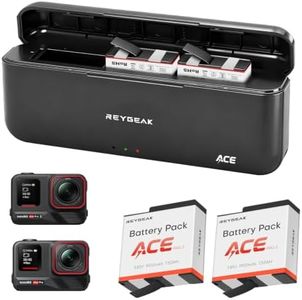 REYGEAK Battery and Charger for Insta360 Ace Pro 2/Ace Pro,2 Pack 1900mAh Batteries Charger Set with Triple Charging Slots,Compatible with Insta360 Ace/Ace Pro Action Camera