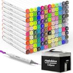 Halobios 120 Colors Marker Set, Permanent Alcohol Markers, Dual Tip Fine & Chisel Colouring Pens for Drawing Sketching Colouring Book, Art Marker Set for Adults Kids Students Artists with Carrying Bag