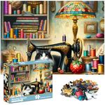 crowm Jigsaw Puzzles for Adults 1000 Pieces, The Sewing Room Cat Challenging Puzzles for Game Nights Living Room Art Decor & Sewing Lovers Gifts