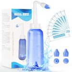 Neti Pot Sinus Rinse Bottle - Gentle Nasal Wash Bottle Nose Cleaner for Effective Pressure Irrigatio 300 ML with 20 Nasal Wash Salt Packets