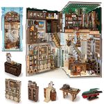 MiniCity Book Nook Kit, DIY Miniature Dollhouse Booknook Kit, 3D Wooden Puzzle Bookend Bookshelf Insert Decor with LED Light for Teens and Adults (Hemingway House)