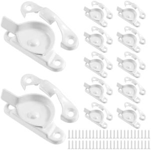 Hicarer 12 Pack Zinc Window Sash Lock Casement Window Lock 1-15/16 and 1-7/8 in. Hole Centers, Window Locks Security Replacement for Single/Double Hung Wood Windows (White)