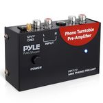 Pyle Output PP777 Phono Turntable Preamp Mini Electronic Audio Stereo Phonograph Preamplifier Input, RCA Output & Low Noise Operation Powered by 12 Volt DC Adapter