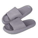 MoneRffi Cloud Sliders Women Men, Pillow Slippers Non Slip Quick Drying Shower Slides, Super Soft Comfy Bathroom Sandals House Ladies Slippers with Cushioned Thick Sole(Grey,7-7.5)