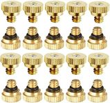 20 Pack Brass Misting Nozzles Tees, Brass Spray Nozzles for Greenhouse Landscaping Humidification, Dust Control Mist Nozzle Sprinkler for Outdoor Cooling System 0.012 Orifice (0.3 mm) 10/24 UNC Garden