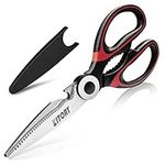 KITORY Kitchen Shears Multi Purpose Scissors Ultra Sharp Premium Shears with Sheath Heavy Duty Scissors for Poultry/Chicken/Fish/Meat/Veggies/BBQ Nut Cracker Bottle Opener - Red&Black,2023 Gifts