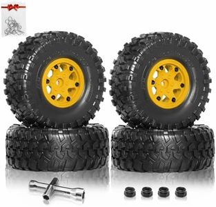 REDSPIDER 2.2 Beadlock Wheels and Tires(4pcs)Plastic wheels with lightweight design,All terrain tires.for 1:10 RC Axial SCX10 Canyon Trail 105Rims TRX4 TRX6(Yellow)