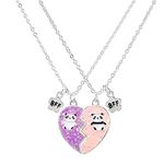 2-3Pcs Cute Magnetic Half Broken Heart Koala Panda Engraved Pendant Best Friend Necklace for Women Men Lovely Love Heart Necklace Friendship Couple Forever Jewelry, Metal, metal