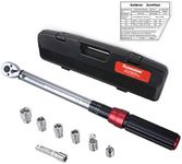 FOURROBBER 3/8-inch Drive Dual-Direction Click Torque Wrench Set 90-Tooth High Accuracy ± 3% Torque Wrench with Buckle 20-140Nm