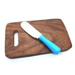 Toy Mini Cutting Board and Knife Miniature Kitchen Pretend Play Toy for Kids|Brown (Pack of 1)