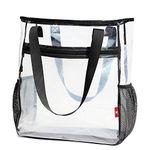 Large Clear Tote Bags Heavy-duty Shoulder Bag Transparent Handbag Travel Beach Work Gym Stadium Approved Bags (Clear)