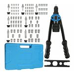 Rivet Nut Tool,13''Hand Riveter Nut Setter Kit - 110Pcs Heavy Duty Rivet Nuts M3-M12 and 7 Metric & Inch Mandrels Kits with Rugged Carrying Case