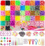 4000+ Loom Bands Set for Children, 54 Grid Loops Rubbers for Bracelets DIY Colourful Rubber Bands Starter Set Loom Rubber Bands Kit Bracelet Craft Set Christmas for Beginners Girls/Boys Gift