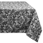 DII 100Percent Cotton, Machine Washable, Everyday Damask Kitchen Tablecloth for Dinner Parties, Summer and Outdoor Picnics - 60x84 Inch Seats 6 to 8 People, Black