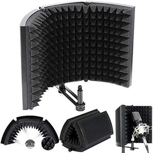 ALLOMN Espuma de Aislamiento de Micrófono, Panel de Aislamiento Acústico Plegable de Micrófono de Estudio Plegable Panel de Aislamiento Acústico Plegable, Colocado en la Mesa o Montado en el Soporte