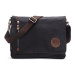 Vintage Canvas Messenger Bag, 13 Inch Laptop Shoulder Bag Satchel for Men Women School Work And Daily Use (Black)