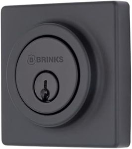 Brinks - Contemporary Single Cylinder Deadbolt, Matte Black - Built for Rigorous Residential Protection with ANSI Grade 3 Security (E2402-122)