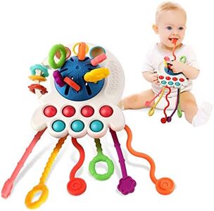 Hooku Montessori Toys for 1 Year Old, Sensory Toys for Babies, Food Grade Silicone Pull String Activity Toy, Fine Motor Skill Toys for Toddlers, Baby Travel Toys, Baby Girl Boy Gifts