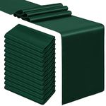 12 Pack Forest Green Satin Table Runner -12 x 108 Inch Long Bright Satin Silk Table Runner fit Rectange and Round Table, Smooth Table Runners for Wedding Parties Birthday Reception Decorations