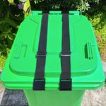 2PCS Metal Double-Claw Trash Can Lock Strap for Animals,Bungee Cord Garbage Bin Lock,Outdoor Racoon Garbage Can Lid Lock Straps to Keep Racoons,Trash Can Bin Lid Locks Bungee Cord Outside【BLACK HOOKS】