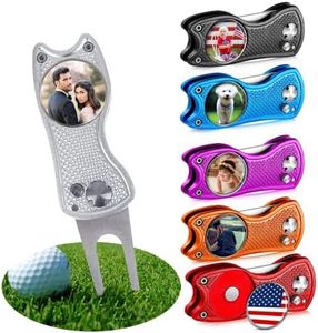xrlsg Custom Ball Marker with Golf Divot Repair Tool, Personalized Divot Tool with Foldable Your Photo/Logo Multi-Colors Pop-up Button for Golfers
