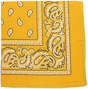 Motique Accessories Extra Large Paisley Bandana 27x27 Inch, Yellow