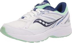 Saucony Women's Cohesion 14 Road Running Shoe, White/Navy/Mint, 8 Wide