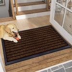 B&B Rubber Door Mats Outdoor Heavy Duty Waterproof Pvc Backing Non Slip Muddy Paws Dirt Grabber Barrier Washable Door Mat For Front Entrance Welcome Matt (50 x 90 cm - Large Door Mat, Brown)