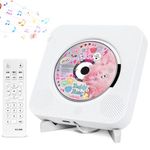 CD Player Portable - Bluetooth CD Players for Home with Remote Control FM Radio HiFi Speakers, Music Player Boombox Wall Mountable Support USB MP3 3.5mm Headphone Jack AUX Input/Output Kids Gift White