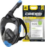 Cressi Bali Full Face Snorkel Mask - Panoramic Diving Mask - Dry-Top Snorkel Set for Adults - Leak-Free Scuba Equipment - Black / Blue - S/M - Full Face