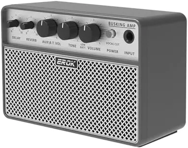 EROK Acoustic Guitar Amp - Portable 2-in-1 Amplifier for Vocal & Guitar with Digital Delay/Reverb Effects, Headphone Output & OTG Recording, Compact Amp for Practice/Travel