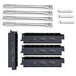 Attachcooking Grill Parts Kit Replacement Charbroil 463420507,463420509,463460708,463460710 Stainless Steel Burners, Carry-over Tubes, and Porcelain Steel Heat Plates