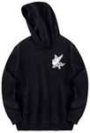 OLIPHEE Men's Hoodies Harajuku Design Sad Girl Printed Casual Hip Hop Streetwear Black-2 M