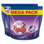 Bold All-in-1 Pods Washing Liquid Capsules Lavender & Camomile 108 Washes, Washing Detergent for Brilliant Cleaning with Built-in Fabric Softener