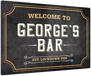 iCaseDesigner Personalised Welcome Bar Sign with Rustic Black Chalk Board Background. Gloss Metal Wall Art. Pub Man-Cave Gift
