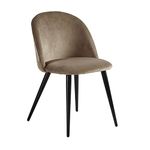 Finch Fox Romantic Vintage Dining Chairs Rustic Beige Velvet Cushion Seat Chair with Black Powdered Coated Metal Legs