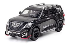 Alokik Enterprise 1:24 Diecast Model Alloy Nissan Patrol Metal Pull Back Car with Sound Light, 6 Openable Doors Toy Vehicles for Kids Gift 【Colors as Per Stock】