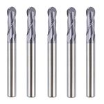 SpeTool 5PCS Ball Nose End Mill Cutter CNC Router Bits Double Flute HRC55 Spiral Milling Tool 1/4 Inch Shank 2-1/2 Inch Length OVL