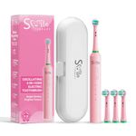 SMILE THERAPY® Childrens Electric Toothbrush 3–12, Rechargeable Kids Electric Toothbrush with 2-Min Timer & 30s Quad Alerts, Soft Bristles, Quiet Motor, USB-C, Travel Case & Stickers