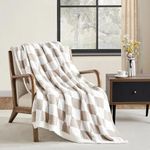 CREVENT 50‘’X60‘’ Ultra Soft and Plush Reversible Microfiber Throw Blanket for Couch Sofa and Bed (Checkered Beige)