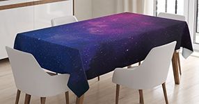 Ambesonne Galaxy Tablecloth, Pink and Blue Nebula in Starry Night Sky Outer Space Science World Astronomy Print, Dining Room Kitchen Rectangular Table Cover, 52 X 70 Inches, Black Pink