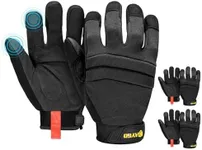 KAYGO Work Gloves For Men, KG125M Mechanic Utility Work Gloves for All Purpose, Excellent Grip, Heavy Duty, Improved Dexterity, Touch Screen,Black，M,3 Pairs