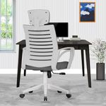 beAAtho® Verona Mesh High-Back Ergonomic Home Office Chair |3-Years Limited Warranty Tilting & Height Adjustable Mechanism, Heavy Duty Nylon Base, Ideal for Office Work & Study (White-Grey)