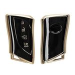 kwmobile Key Cover Compatible with Lexus 4-Button UX200 UX250h UX300e Smart Remote Key - Car Key Fob Case Protector - Black/Gold