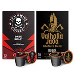 20 Count Death Wish Coffee and Valhalla Java Single Serve Bundle for Keurig K-Cup Brewers, Fair Trade and USDA Certified Organic - 10 Capsules of Each